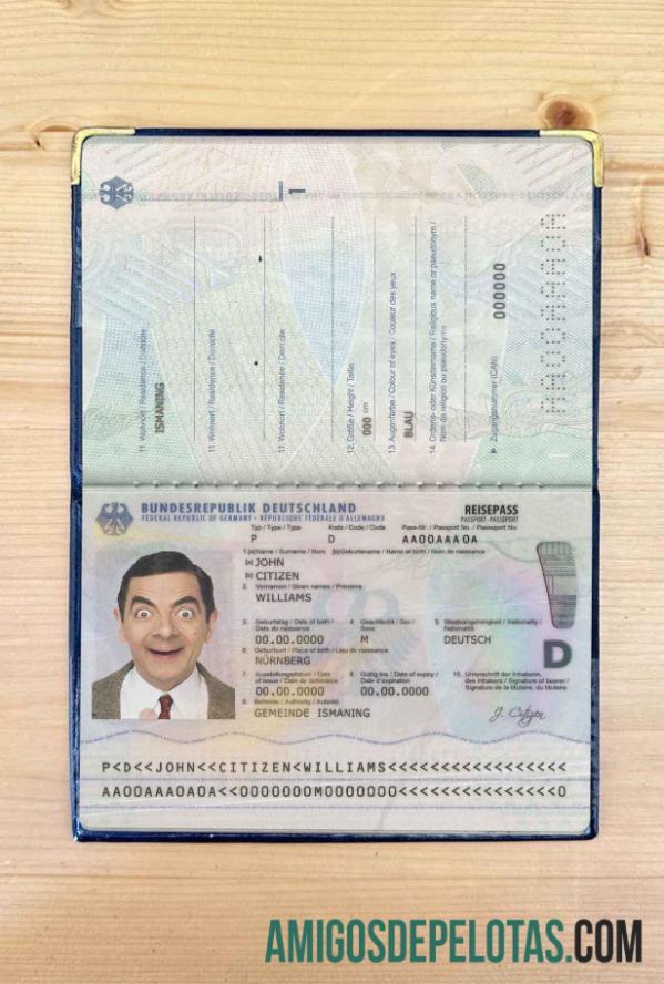 Passaporte da Alemanha (presente em 2017) Visual fotográfico exemplo real